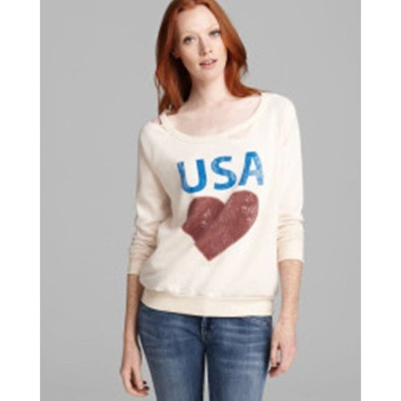 CHASER LA Deconstructed  SWEATSHIRT Fleece LOVE HEART USA ( S ) - Picture 1 of 1